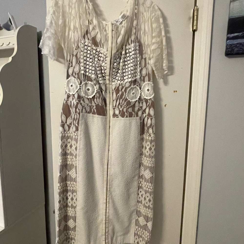 Lace, white, midi dress
